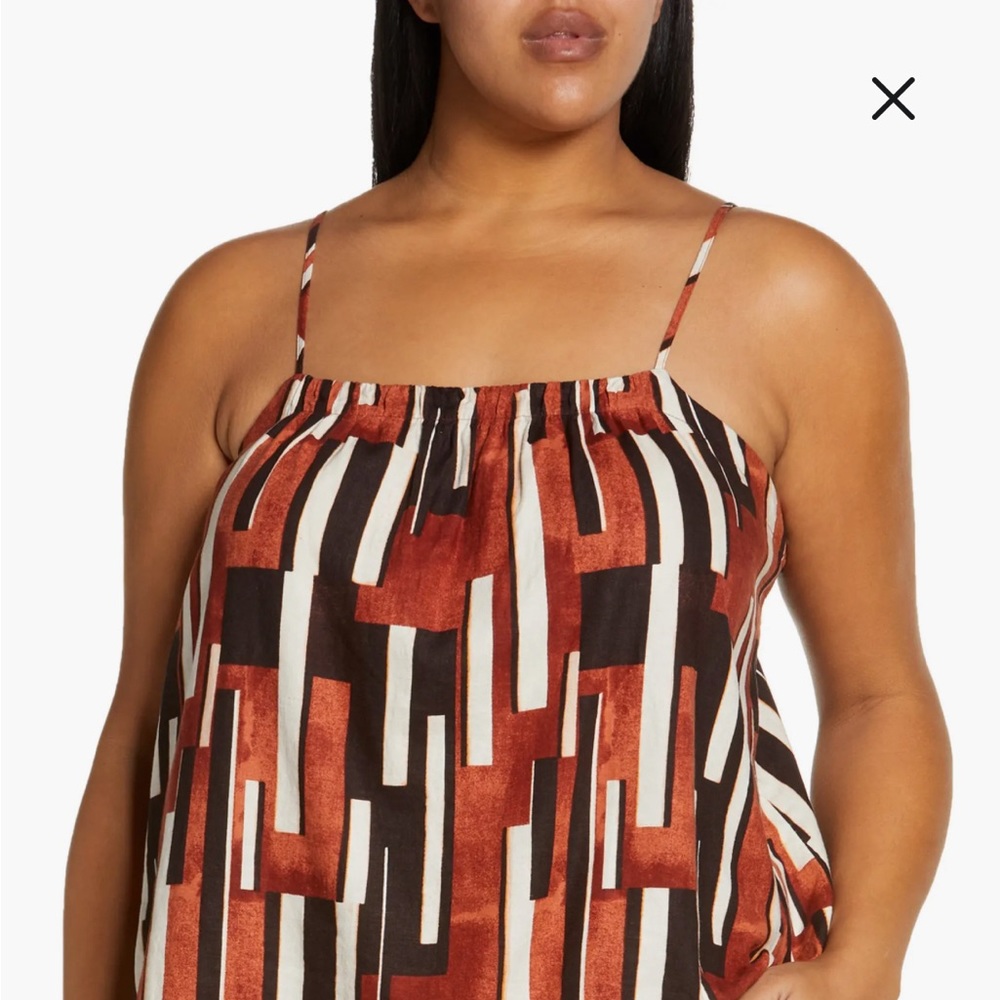 Treasure & Bond Size Small Linen Rust Striped Spaghetti Strap Tank NWT Nordstrom